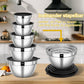 5er Set Rührschüssel mit luftdichten Deckeln & Reibenaufsätzen
