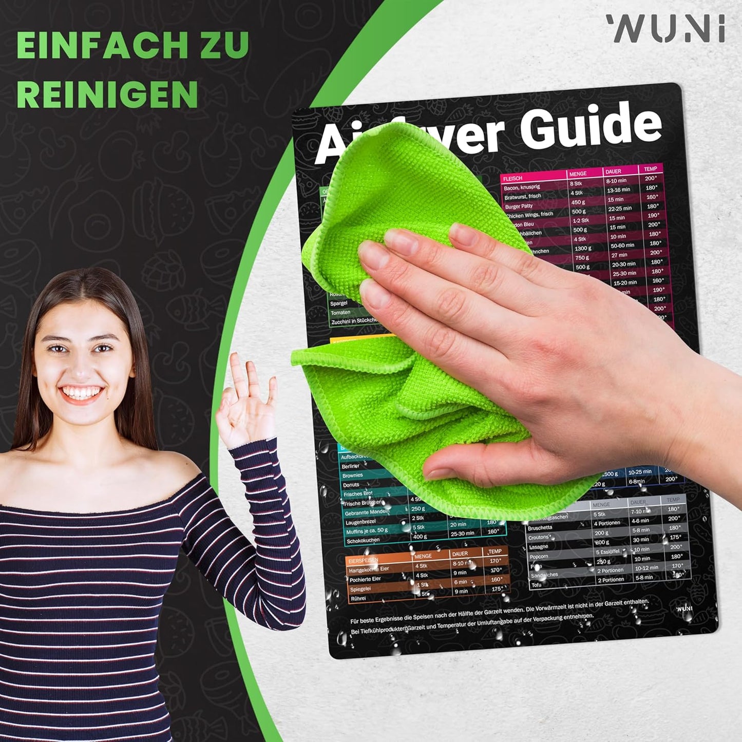 Magnetischer Heißluftfritteuse Anletung Temperatur, Dauer & Menge