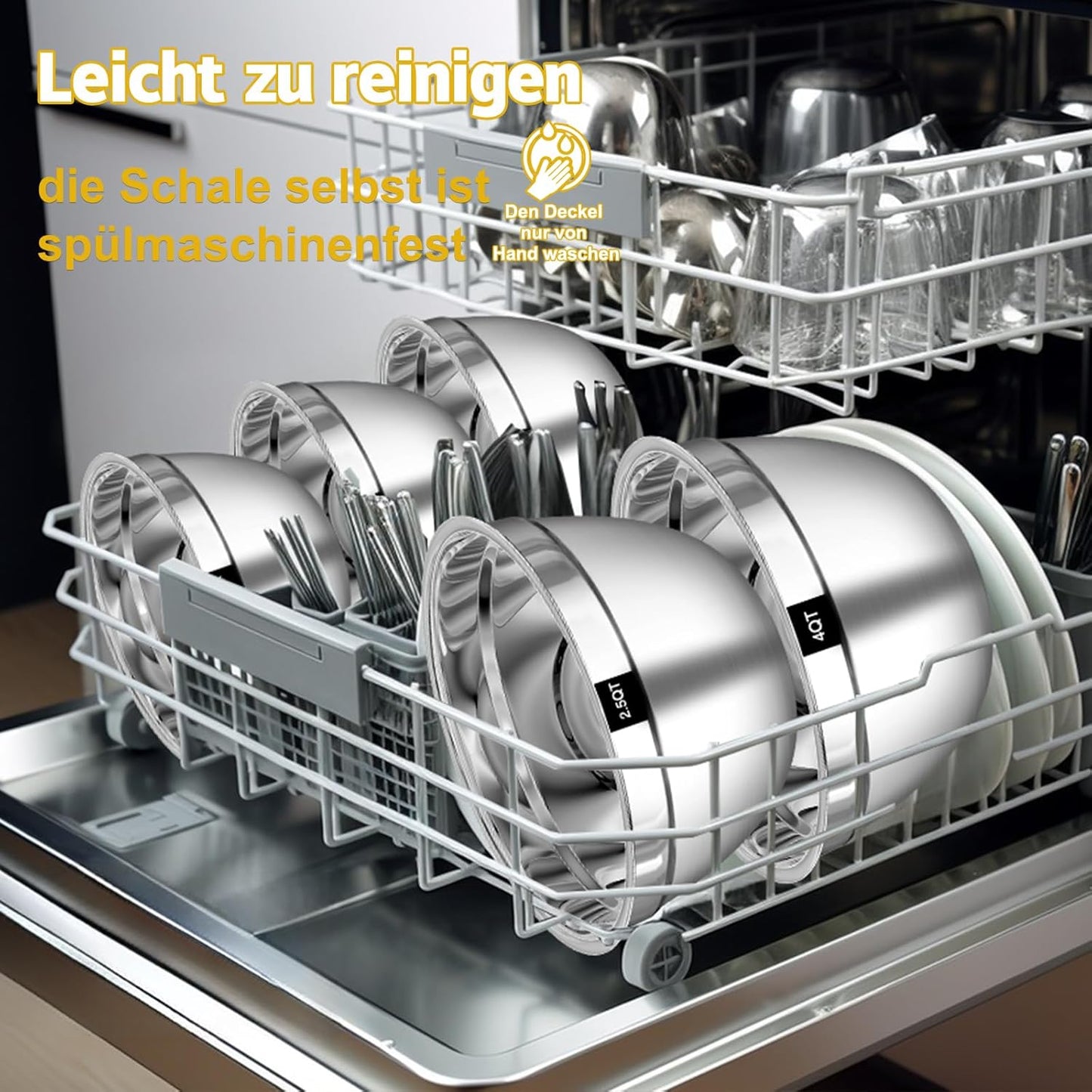 5er Set Rührschüssel mit luftdichten Deckeln & Reibenaufsätzen