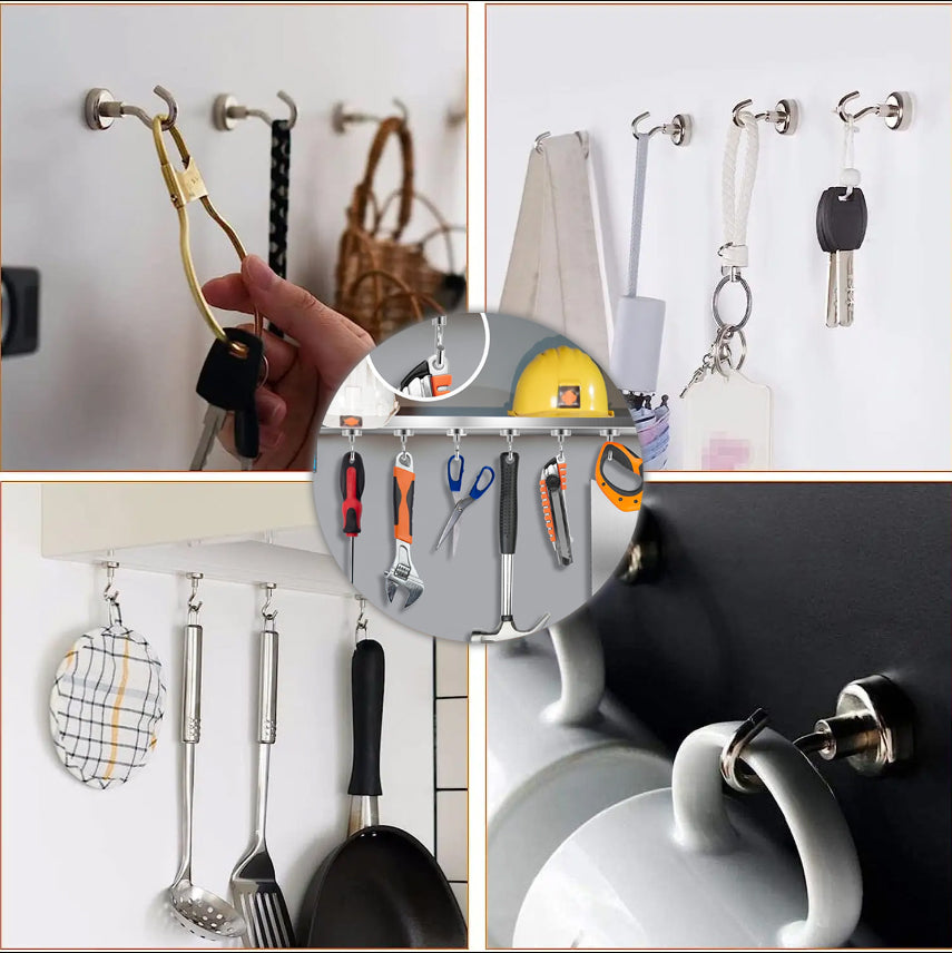 6er Neodym Magnethaken 38Kg Haftkraft Extra Stark