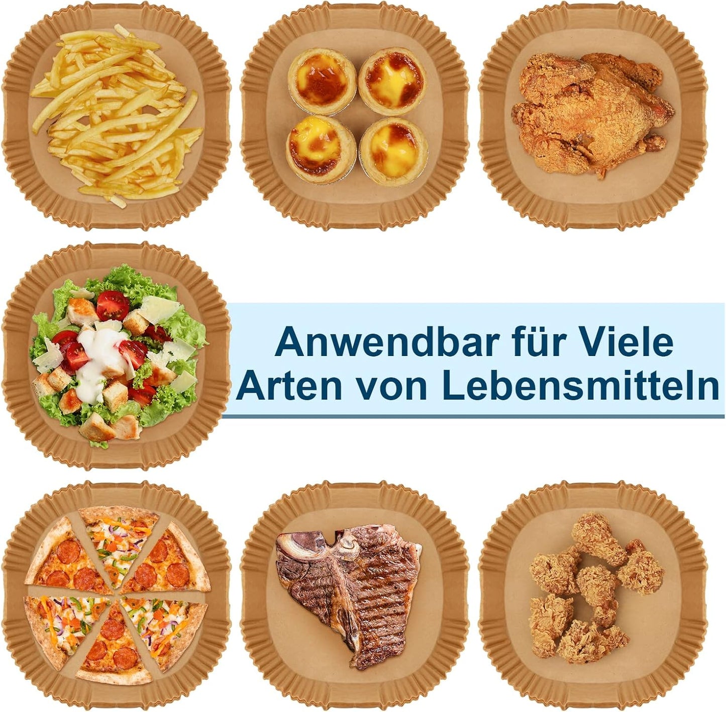 100x Backpapier für Heißluftfritteuse | 4,5L-8L | Gesundes Kochen ohne Anbrennen